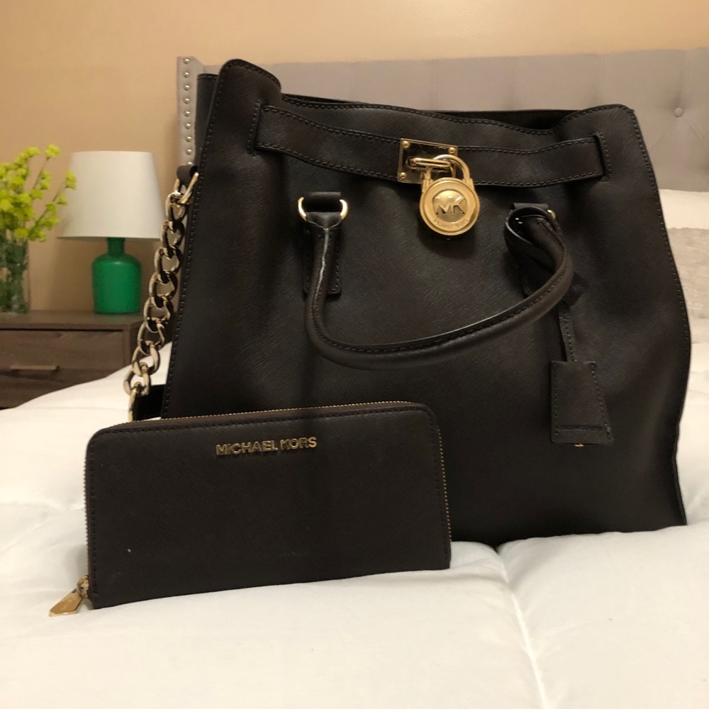 Michael kors large espresso Hamilton bag.